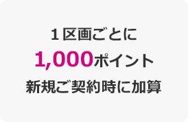 1区画ごとに1,000ポイント新規ご契約時に加算